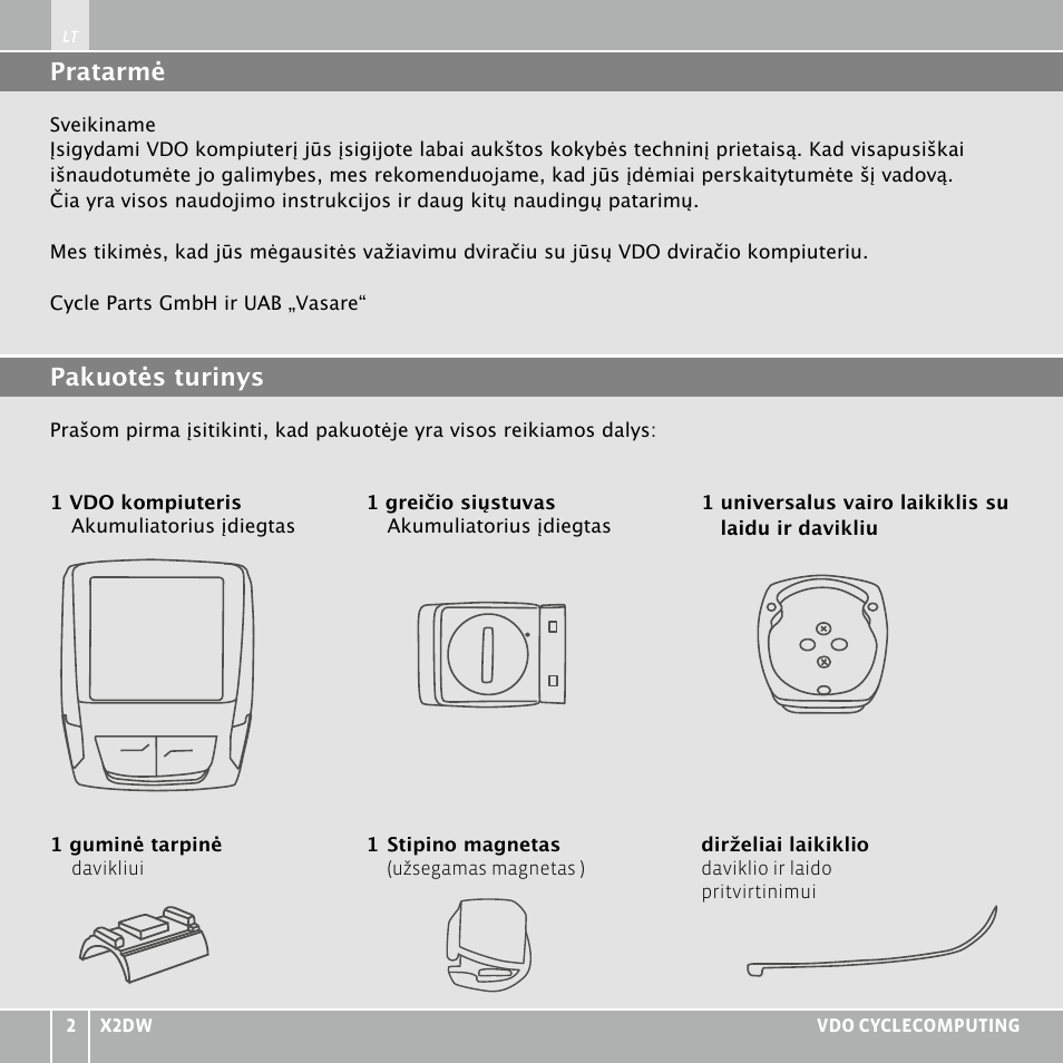 VDO WL X2 DW User Manual | Page 262 / 336