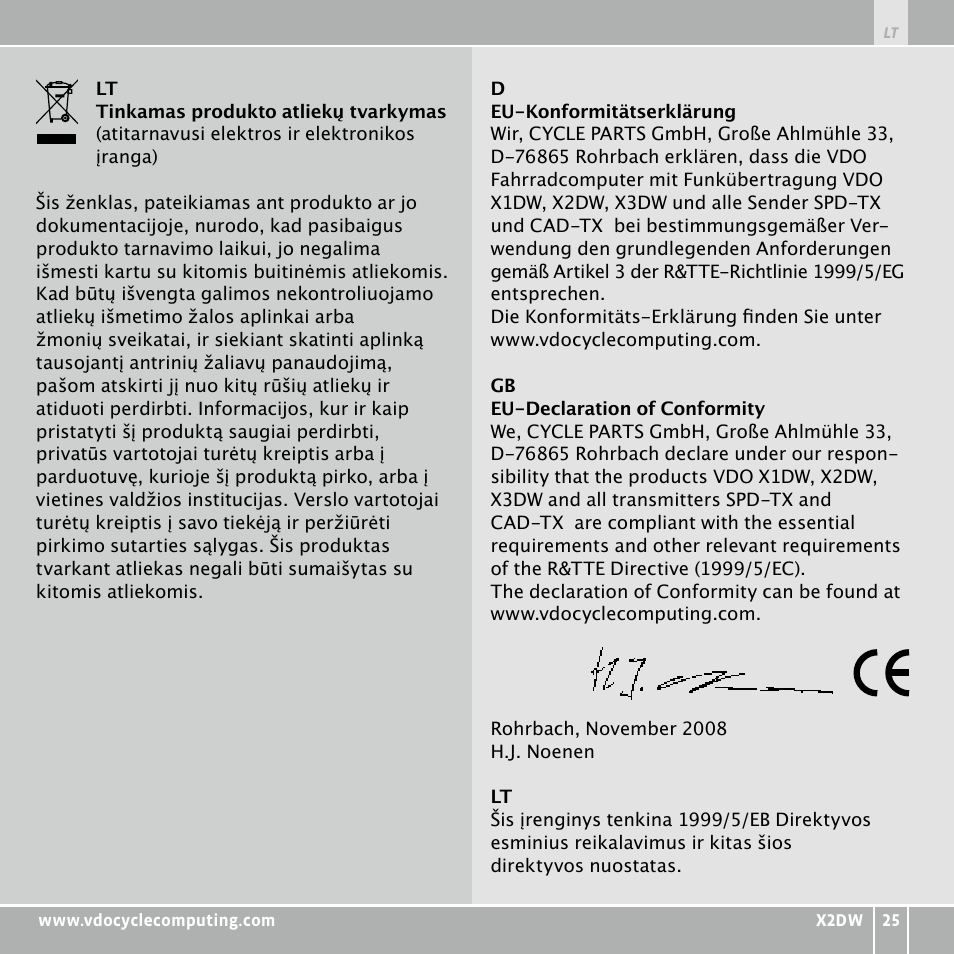 VDO WL X2 DW User Manual | Page 285 / 336