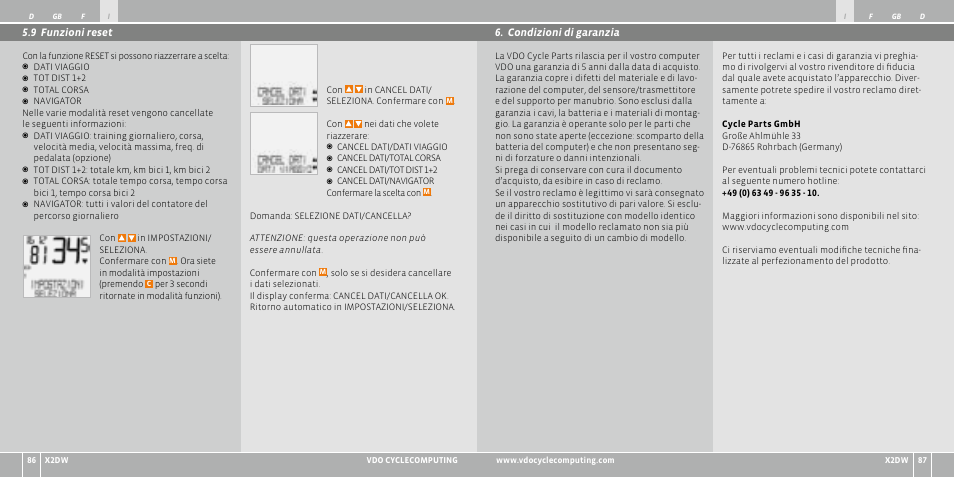 VDO WL X2 DW User Manual | Page 44 / 336