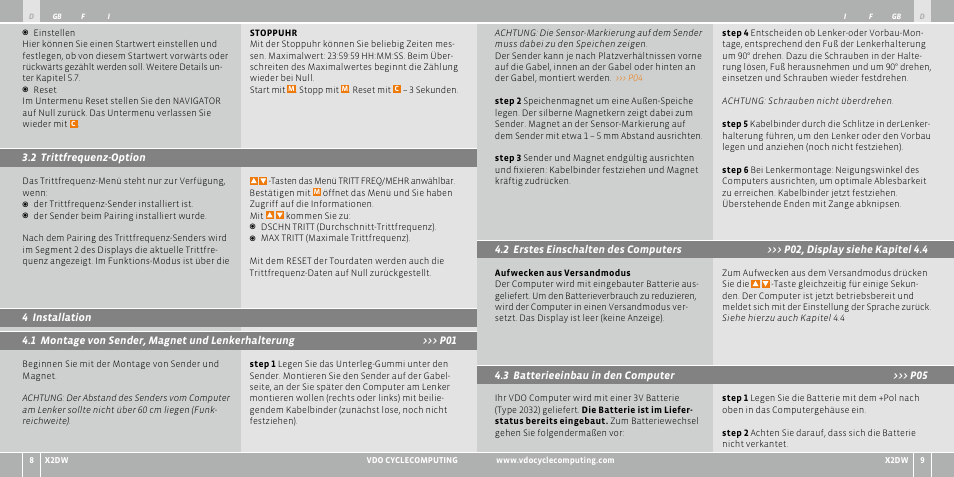 VDO WL X2 DW User Manual | Page 5 / 336