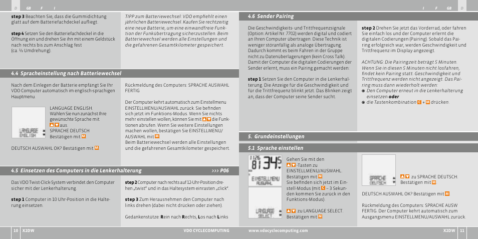 VDO WL X2 DW User Manual | Page 6 / 336