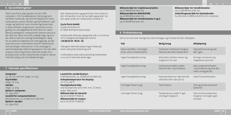 VDO WL X2 DW User Manual | Page 90 / 336