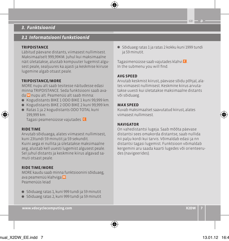 VDO WL X2 DW User Manual | Page 99 / 336