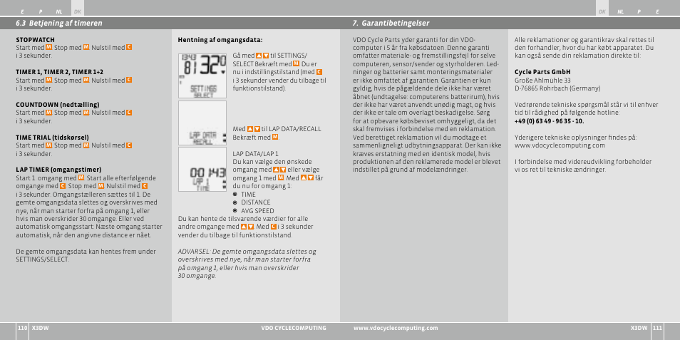 VDO WL X3 DW User Manual | Page 115 / 364