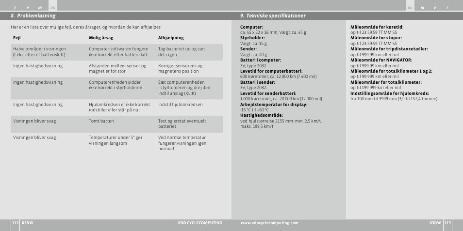 VDO WL X3 DW User Manual | Page 116 / 364