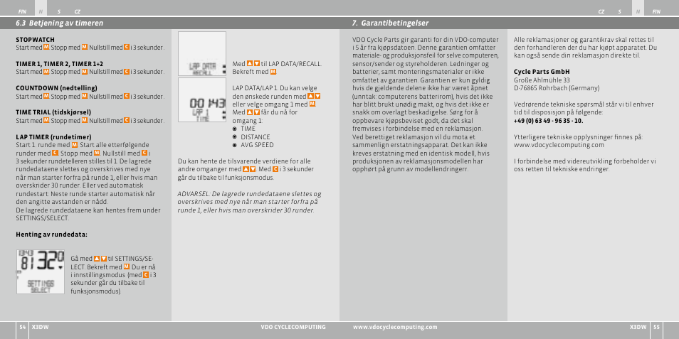 VDO WL X3 DW User Manual | Page 178 / 364