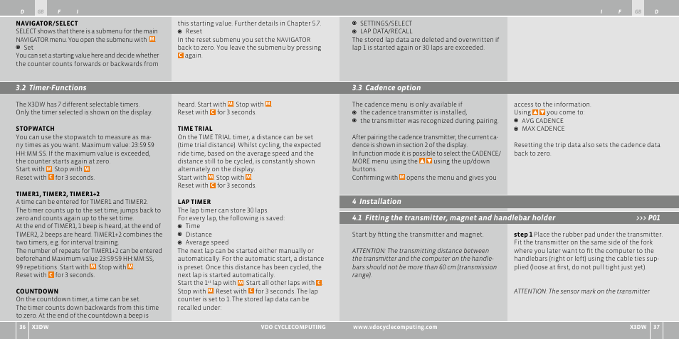 VDO WL X3 DW User Manual | Page 19 / 364