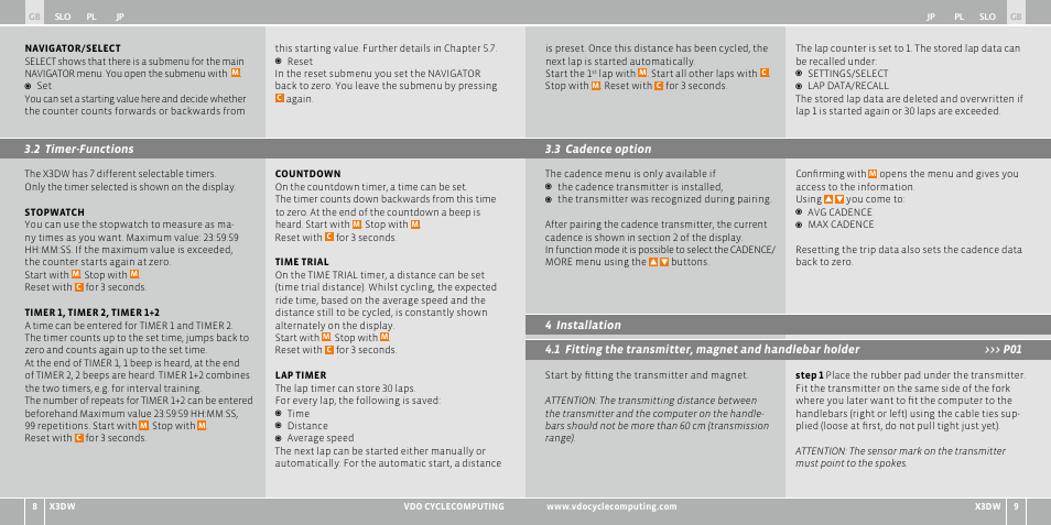 VDO WL X3 DW User Manual | Page 214 / 364
