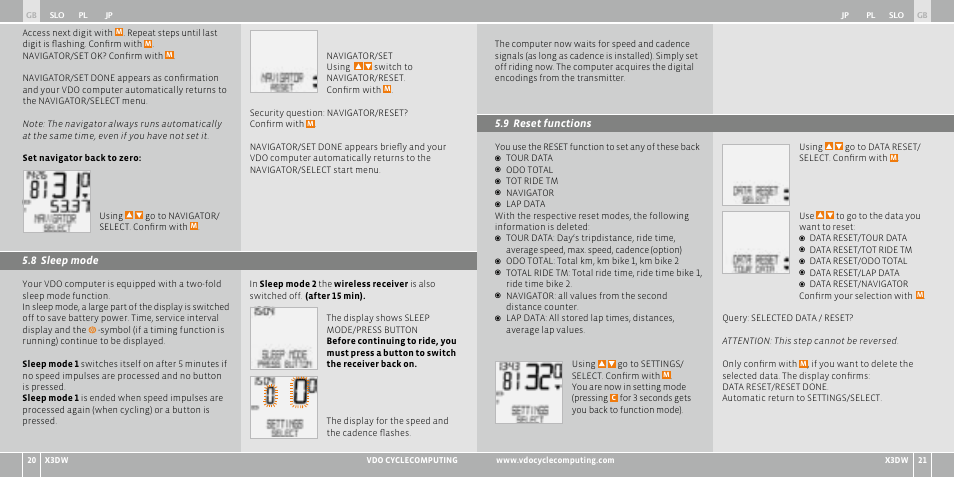 VDO WL X3 DW User Manual | Page 220 / 364