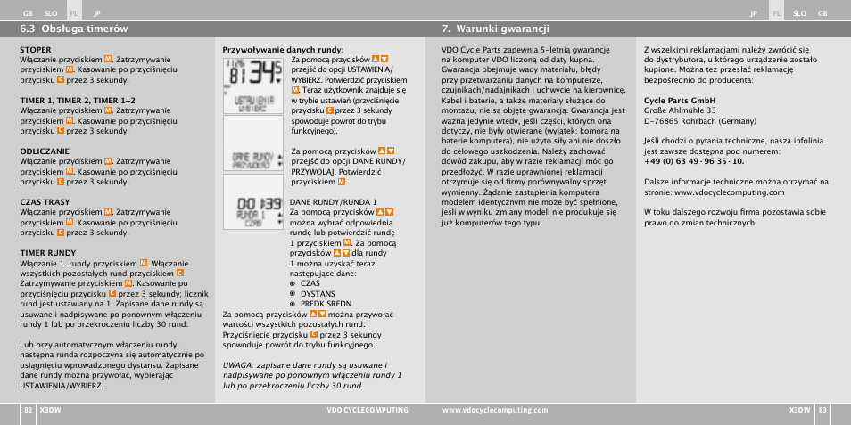 VDO WL X3 DW User Manual | Page 251 / 364