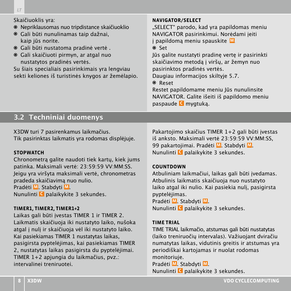 VDO WL X3 DW User Manual | Page 308 / 364