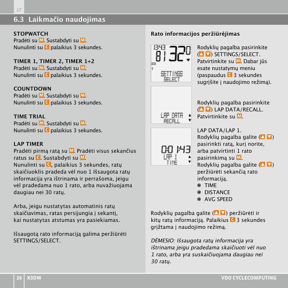 VDO WL X3 DW User Manual | Page 326 / 364