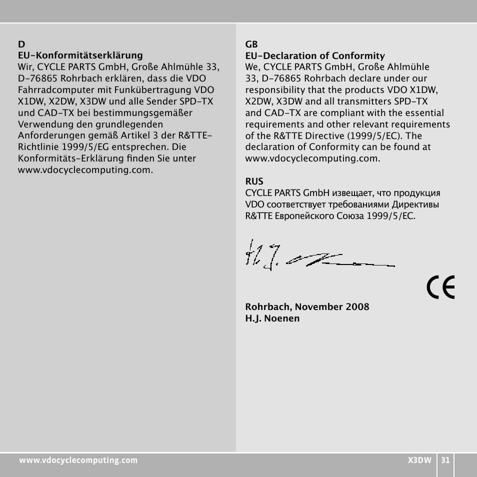 VDO WL X3 DW User Manual | Page 363 / 364
