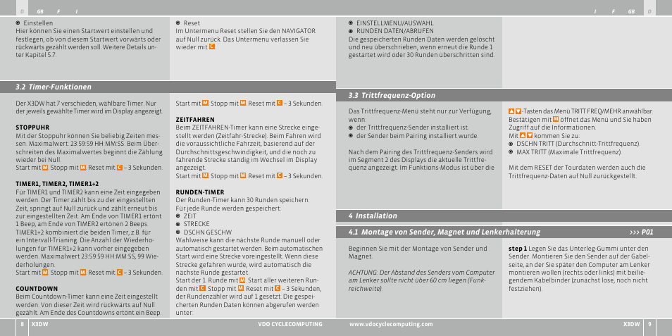 VDO WL X3 DW User Manual | Page 5 / 364