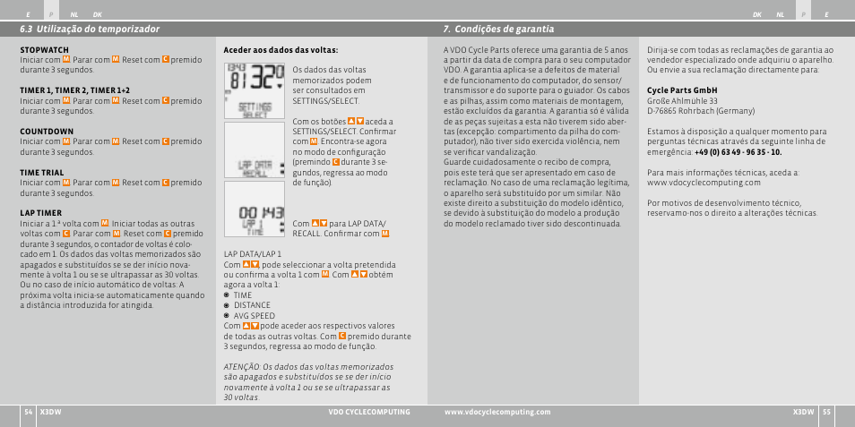 VDO WL X3 DW User Manual | Page 87 / 364