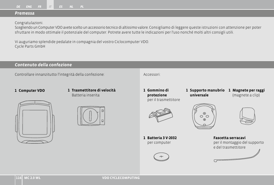 VDO WL MC 2.0 User Manual | Page 116 / 272