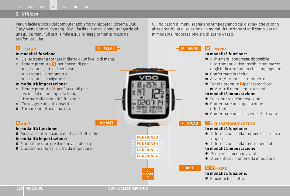 Utilizzo | VDO WL MC 2.0 User Manual | Page 120 / 272