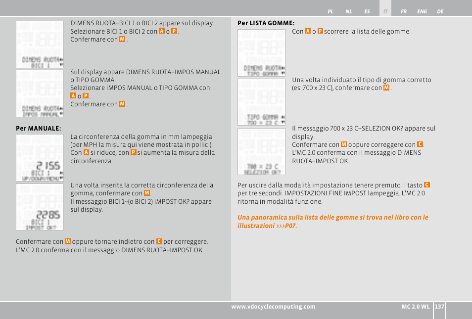 VDO WL MC 2.0 User Manual | Page 137 / 272