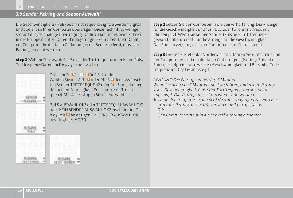 VDO WL MC 2.0 User Manual | Page 14 / 272