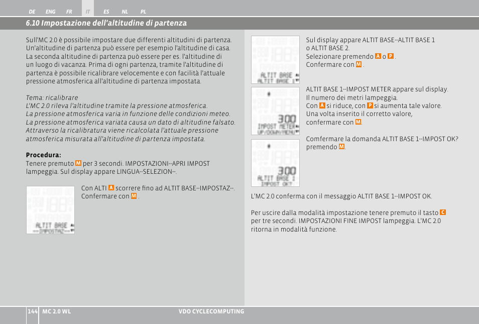 VDO WL MC 2.0 User Manual | Page 144 / 272