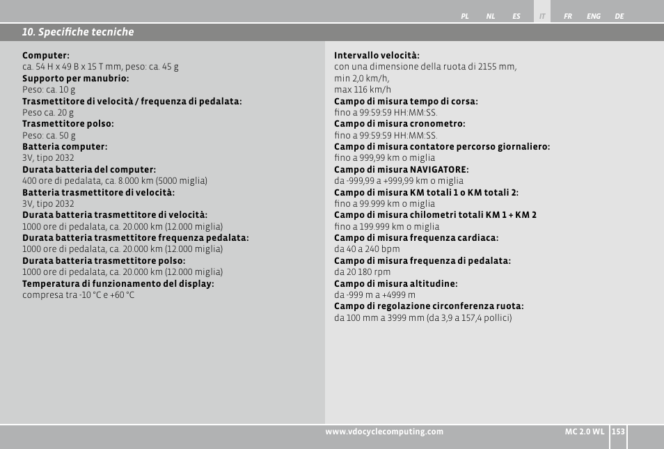 VDO WL MC 2.0 User Manual | Page 153 / 272