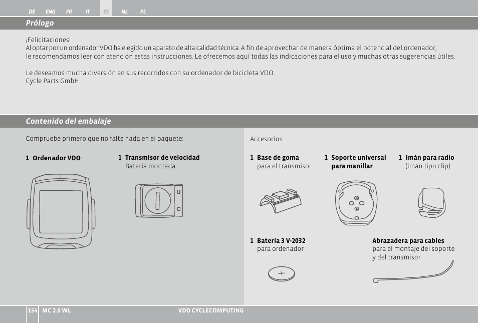 VDO WL MC 2.0 User Manual | Page 154 / 272