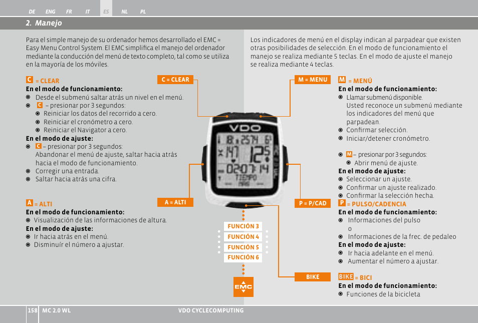 Manejo | VDO WL MC 2.0 User Manual | Page 158 / 272