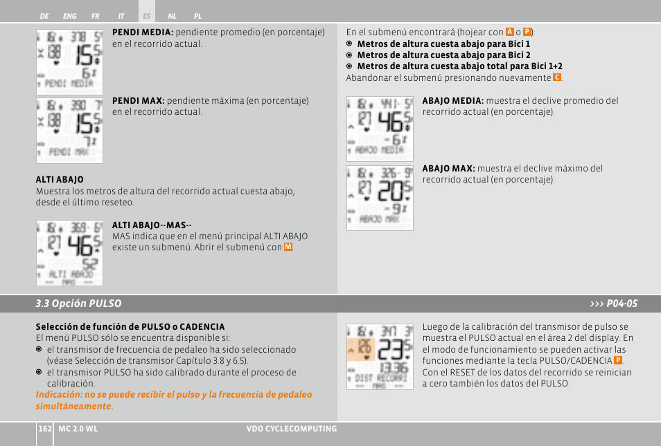 VDO WL MC 2.0 User Manual | Page 162 / 272