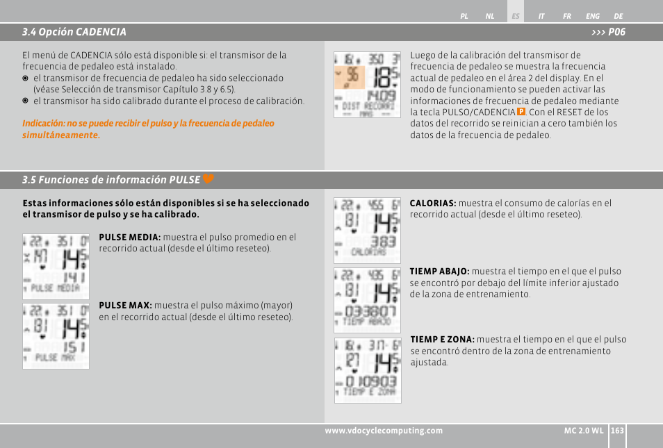 VDO WL MC 2.0 User Manual | Page 163 / 272