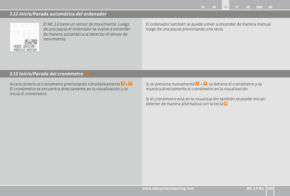 VDO WL MC 2.0 User Manual | Page 169 / 272