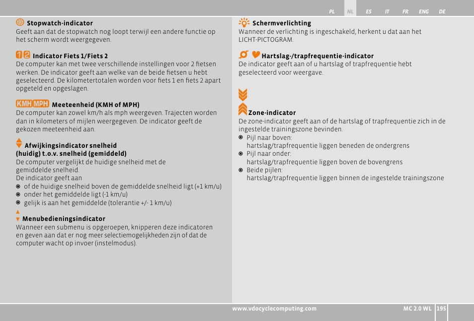 VDO WL MC 2.0 User Manual | Page 195 / 272