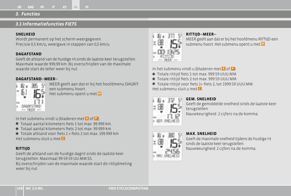 VDO WL MC 2.0 User Manual | Page 198 / 272