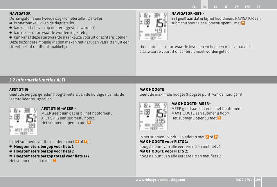 2 informatiefuncties alti | VDO WL MC 2.0 User Manual | Page 199 / 272