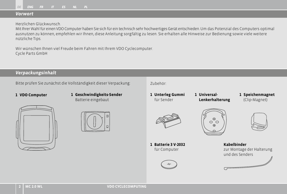 VDO WL MC 2.0 User Manual | Page 2 / 272