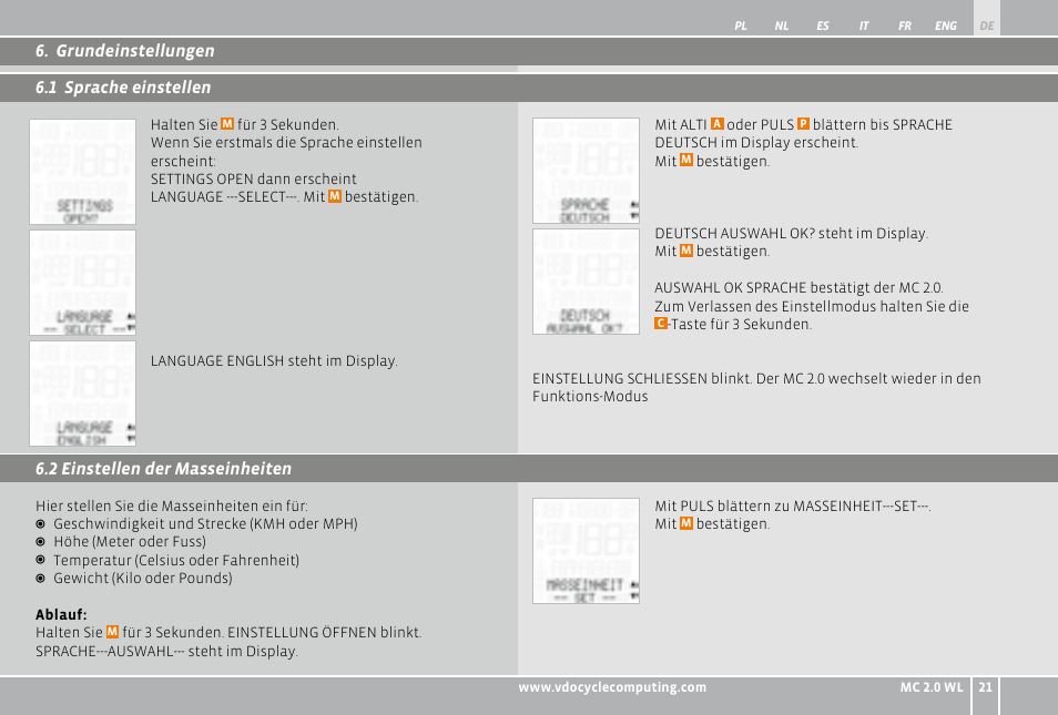 VDO WL MC 2.0 User Manual | Page 21 / 272