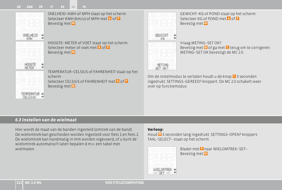 VDO WL MC 2.0 User Manual | Page 212 / 272