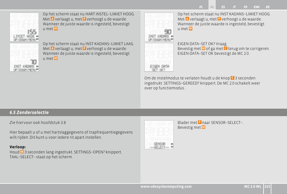 VDO WL MC 2.0 User Manual | Page 215 / 272