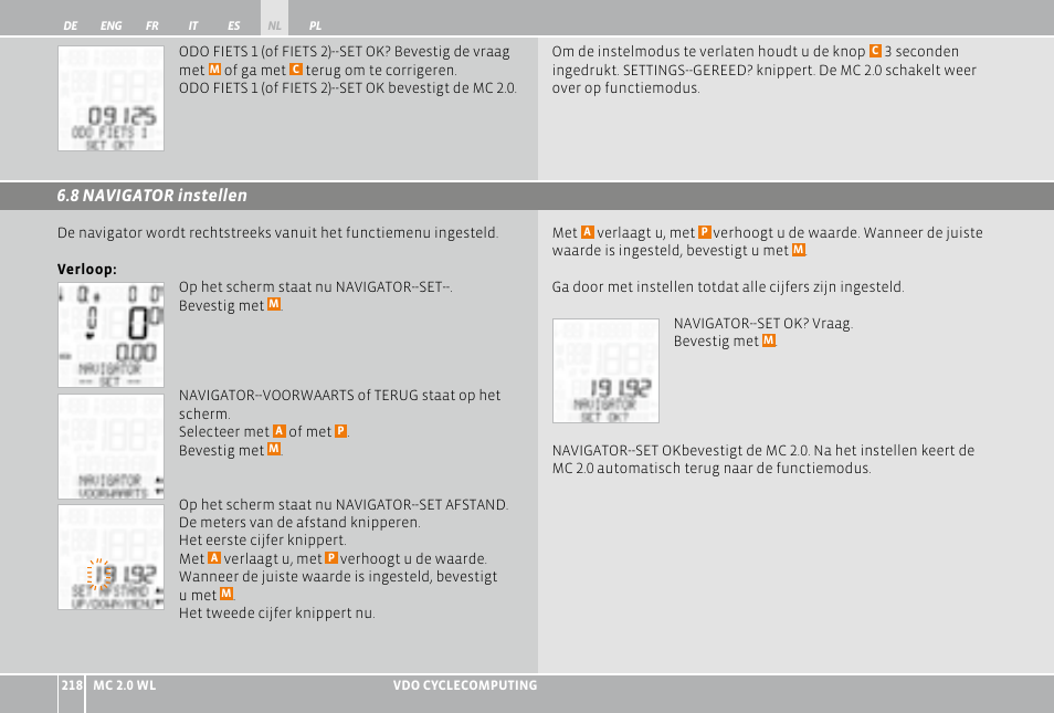 VDO WL MC 2.0 User Manual | Page 218 / 272