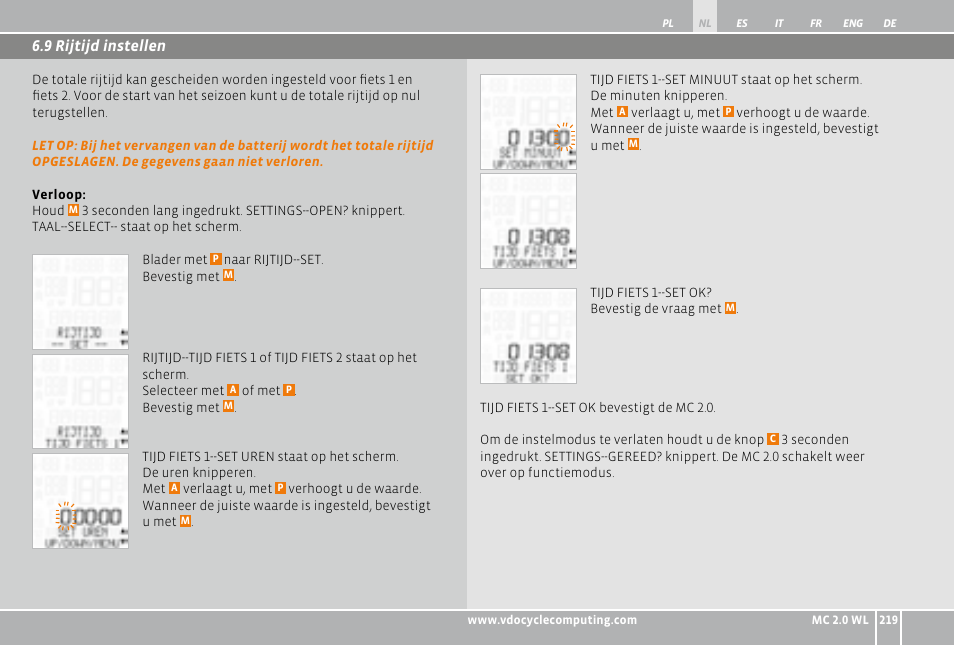 VDO WL MC 2.0 User Manual | Page 219 / 272