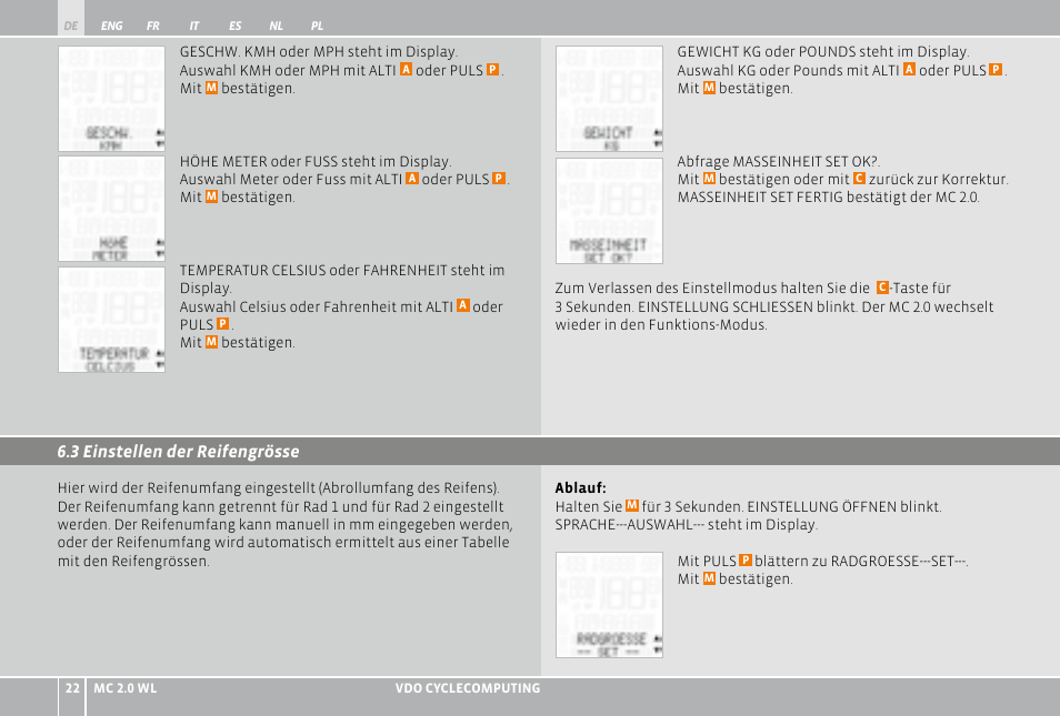 VDO WL MC 2.0 User Manual | Page 22 / 272
