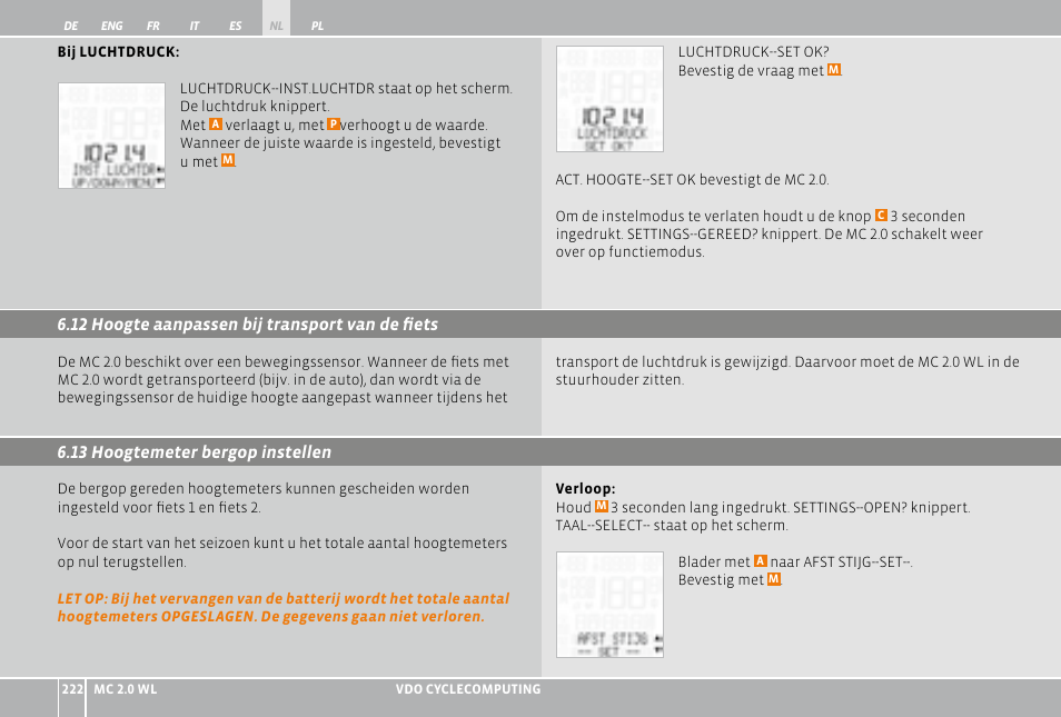 VDO WL MC 2.0 User Manual | Page 222 / 272