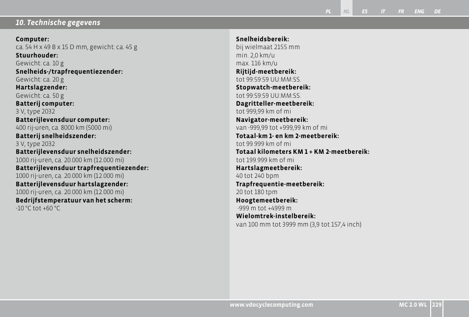 VDO WL MC 2.0 User Manual | Page 229 / 272