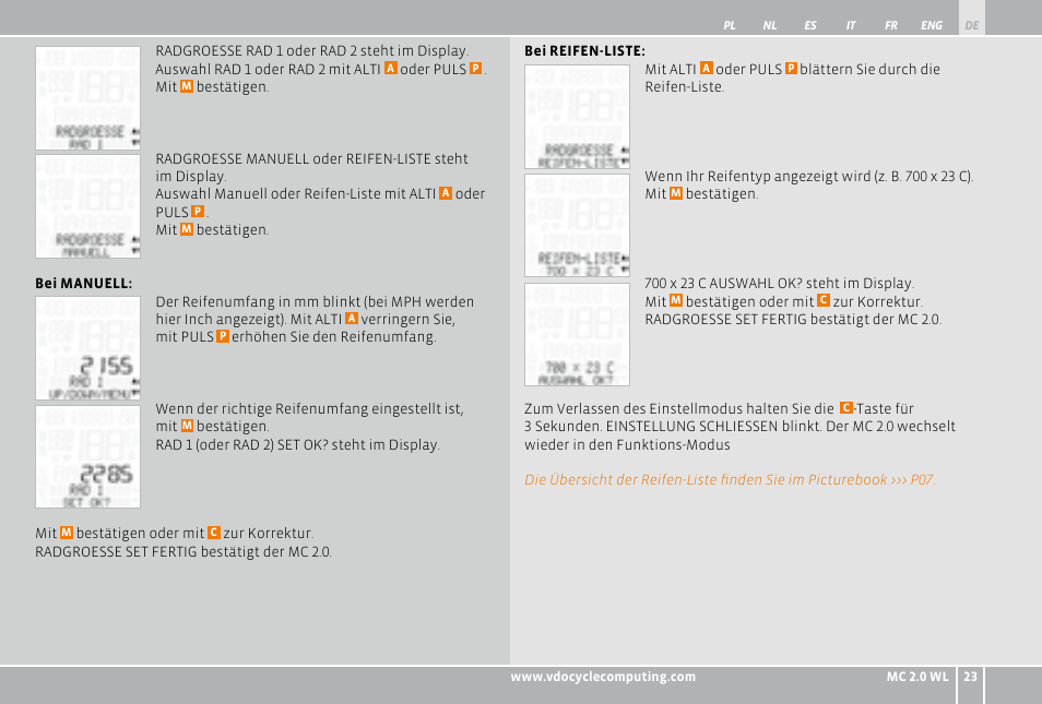 VDO WL MC 2.0 User Manual | Page 23 / 272