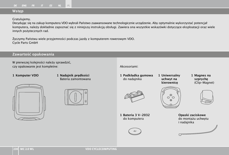 VDO WL MC 2.0 User Manual | Page 230 / 272