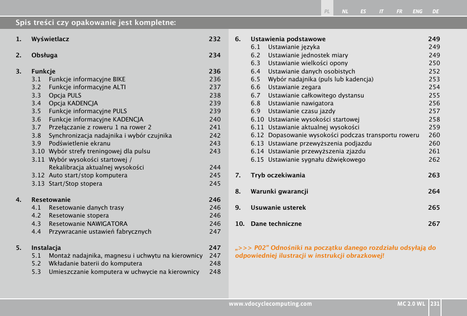 VDO WL MC 2.0 User Manual | Page 231 / 272