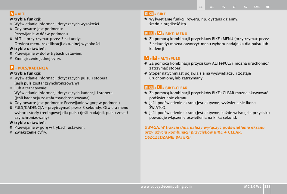 VDO WL MC 2.0 User Manual | Page 235 / 272