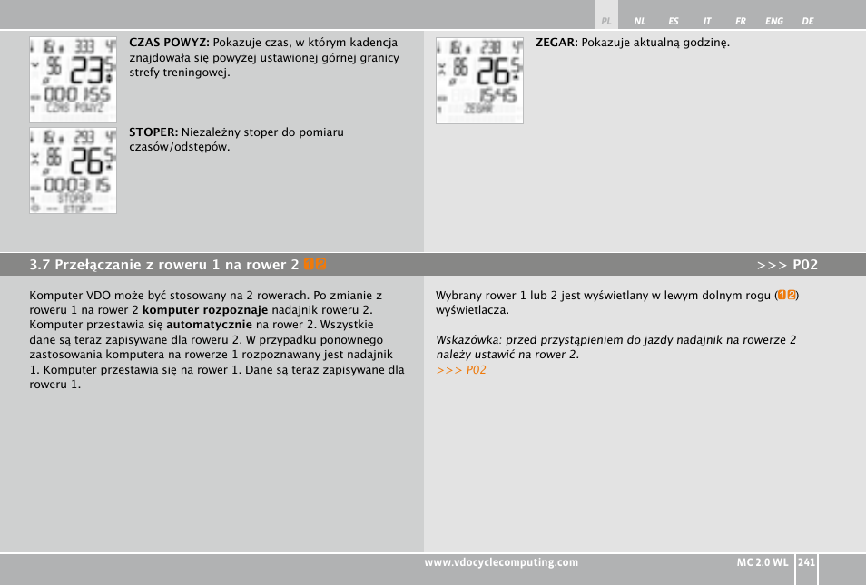 VDO WL MC 2.0 User Manual | Page 241 / 272