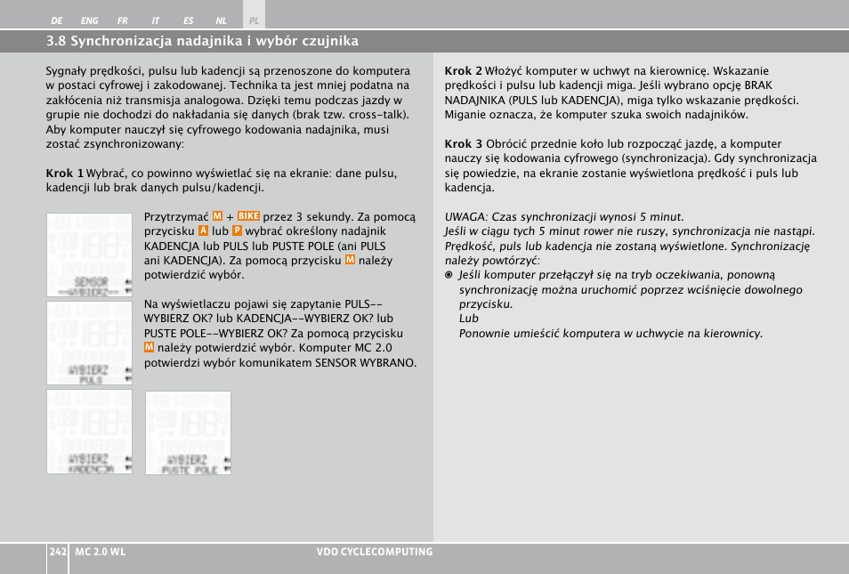 VDO WL MC 2.0 User Manual | Page 242 / 272