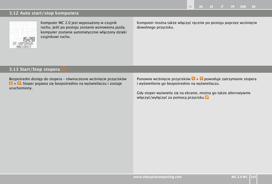 VDO WL MC 2.0 User Manual | Page 245 / 272