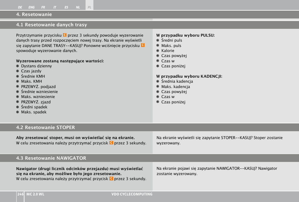 VDO WL MC 2.0 User Manual | Page 246 / 272